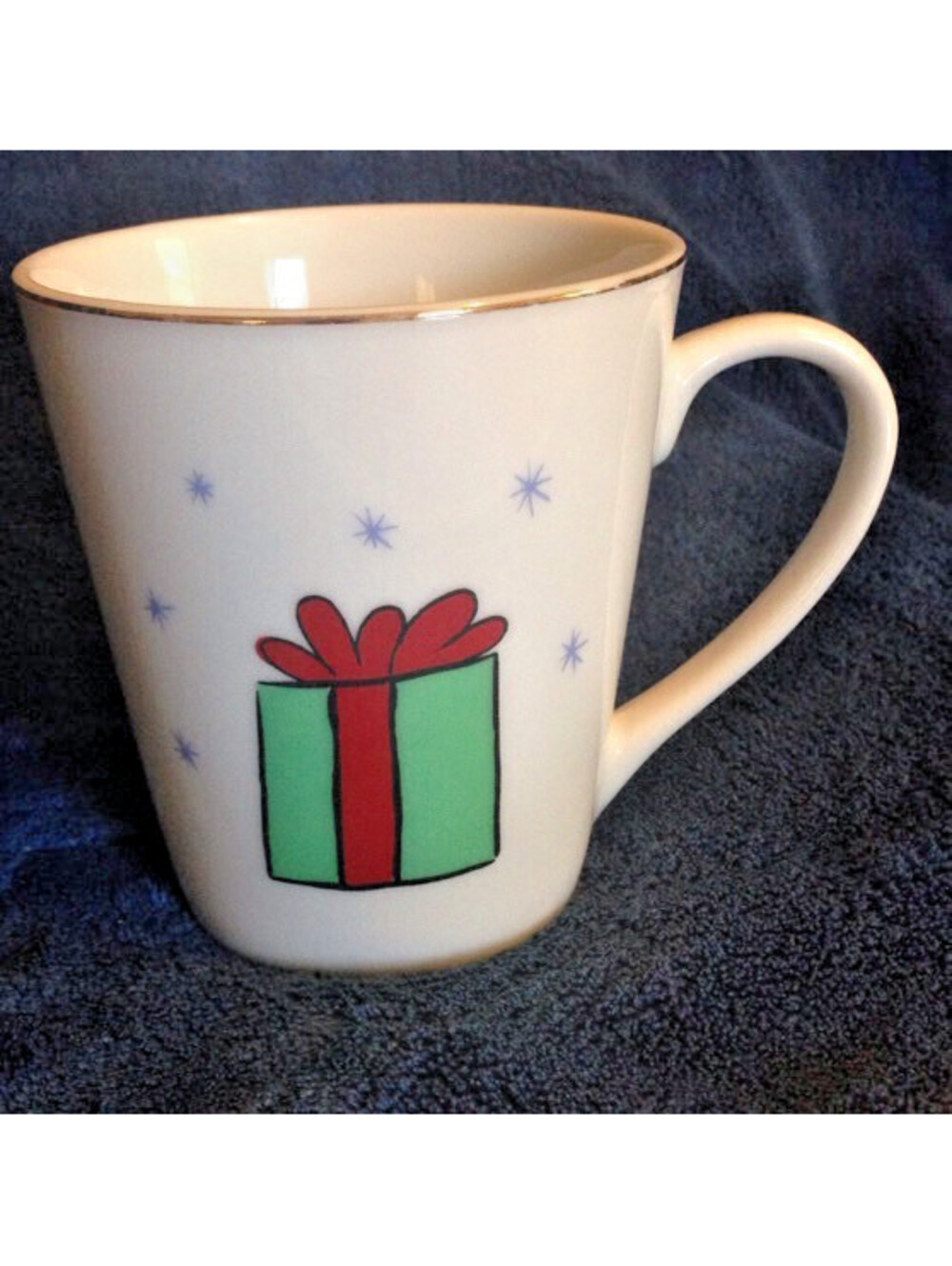 Merry Christmas Mug Present Merry Brite Metallic Edge Holiday Cocoa Tea Coffee